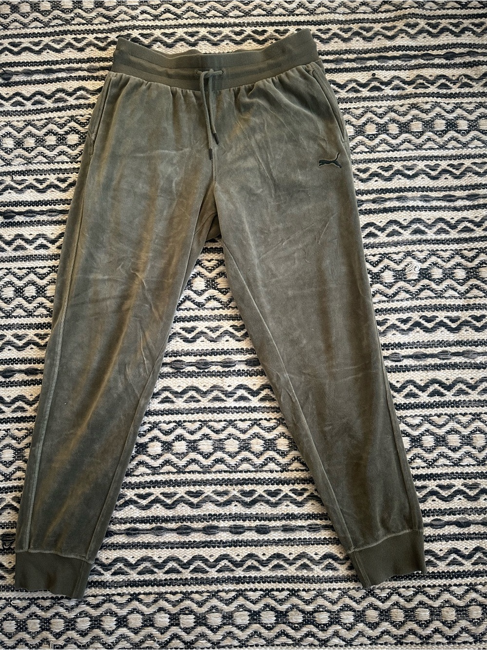 Puma Olive Green Velour Joggers